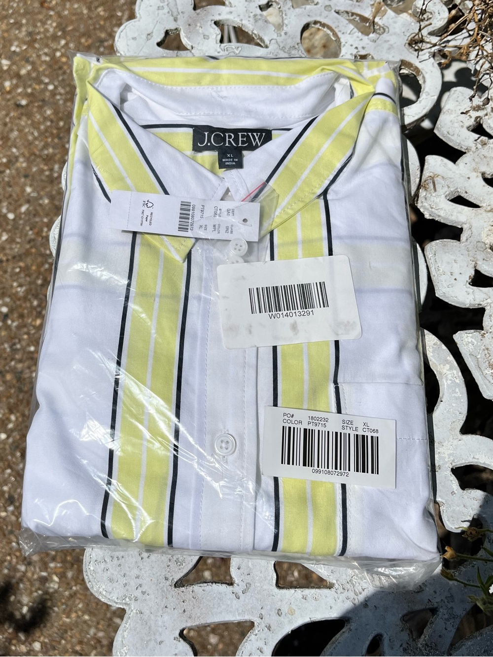 J Crew Étienne cropped button-up shirt in striped neon cotton poplin NWT - Picture 6 of 9